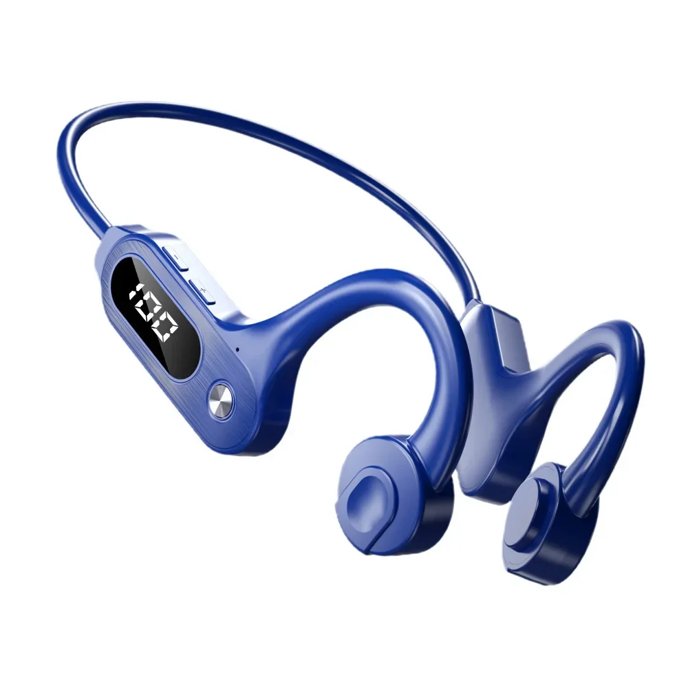 (azul) Auriculares Bluetooth 5.3 De Conducción Ósea, Diseño De Gancho Para La Oreja, Resistencia Al Agua Ipx5.