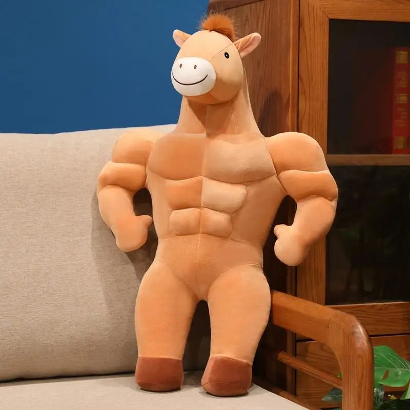 (65 Cm) Muñeco De Peluche De Caballo Con Fuertes Músculos Abdominales, Lindo Muñeco De Dibujos Animados De Anime