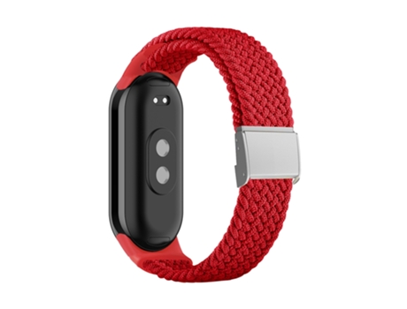 Correa de reloj inteligente para Xiaomi Mi Band 8 con hebilla de acero trenzado de nailon ajustable (rojo)