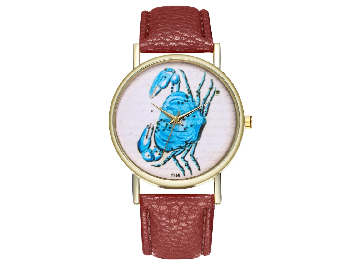 Reloj De Pulsera De Cuarzo Con Correa De Cuero Sintético, Estilo De Dibujos Animados Sencillo, Modelo T165-a (café).