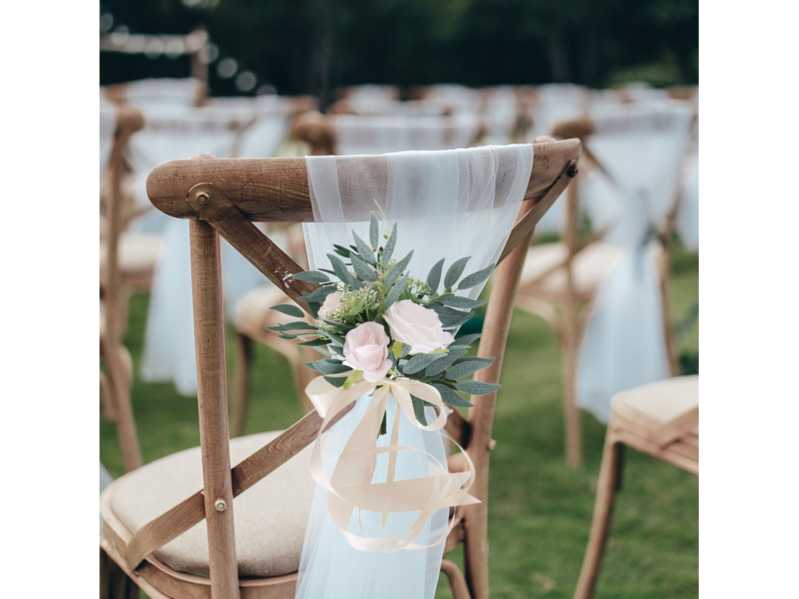 Flores artificiales (Decoración de sillas para bodas al aire libre, 4 unidades)