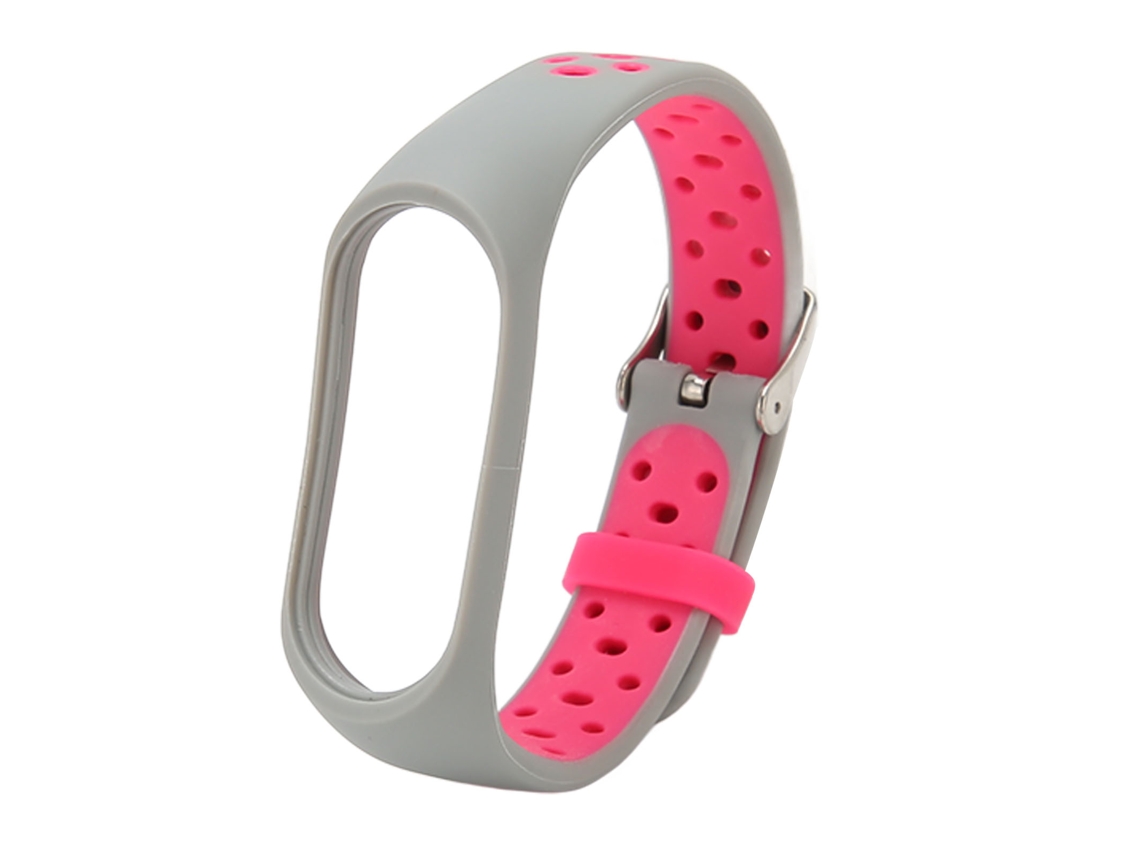 Correa De Repuesto De Silicona Ajustable Para Mi Band 7, 6, 5, 4, 3 Con Protección Completa - Gris Rosa