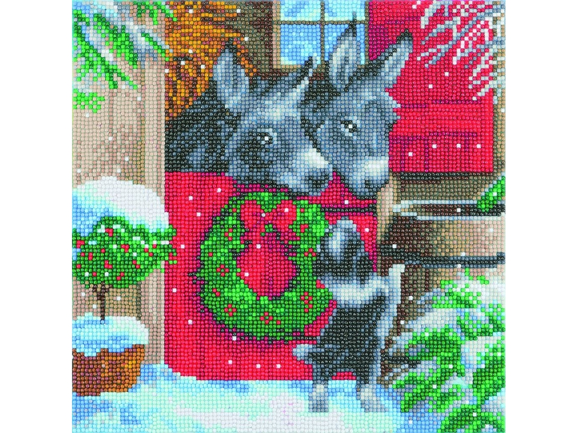 Pintura de diamante Cuadro Kit - Burros de Navidad - 30 x 30 cm CRYSTAL ART