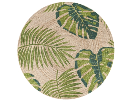 Alfombra de yute beige/verde ⌀ 140 cm BUGAY