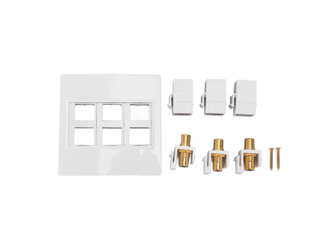 Placa De Pared Con 3 Puertos De Interfaz Multimedia Hd 2.0 4k 60hz Y 3 Puertos Rca Keystone.