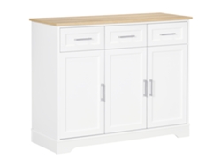 Aparador Moderno ZENCORE SERVICES com 3 gavetas, 3 portas, MDF e aglomerado, prateleira ajustável, 101x39x82cm, branco