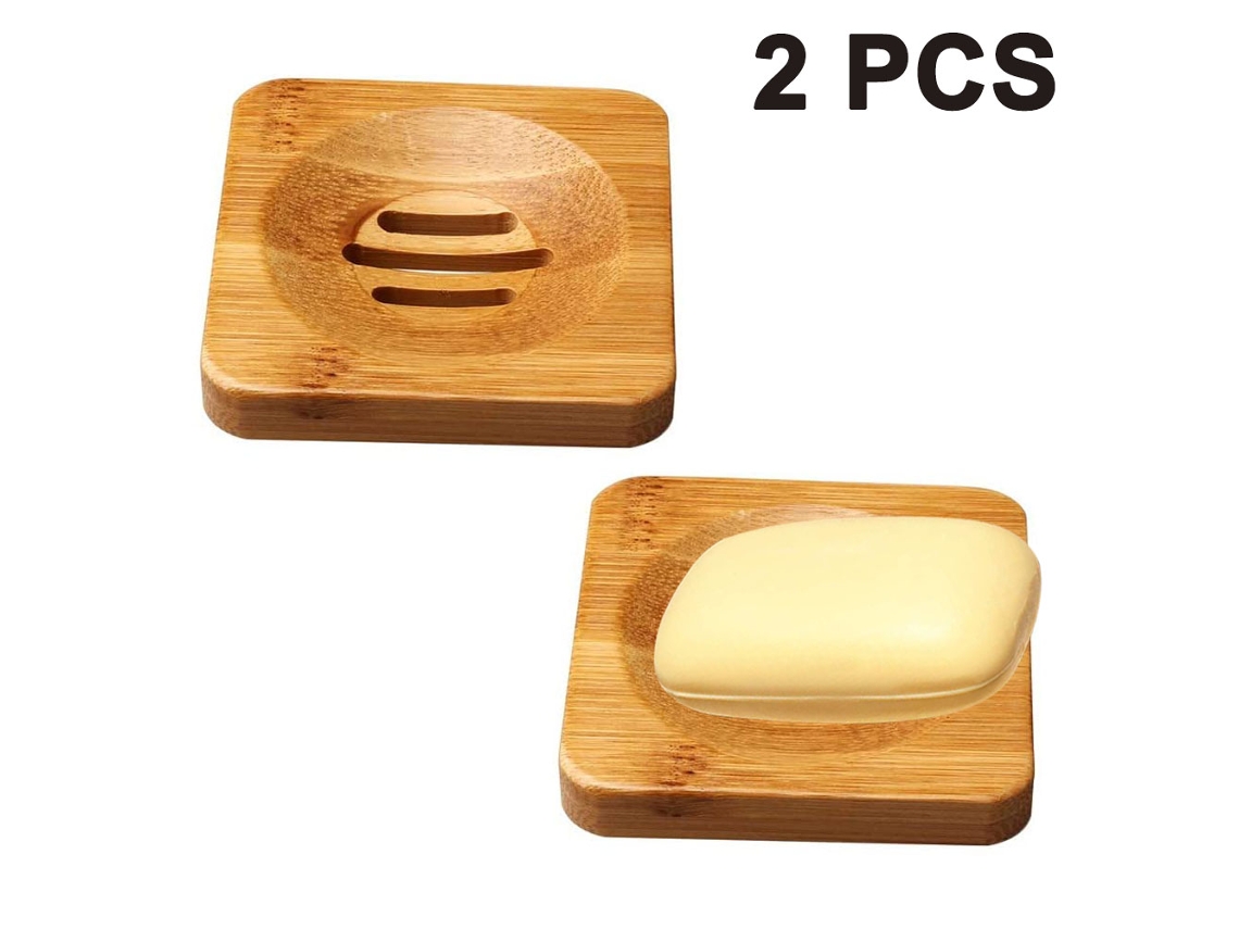 Jabonera De Madera, 2 Piezas, Para Baño, Caja De Bambú Antimoho RNEMITERY