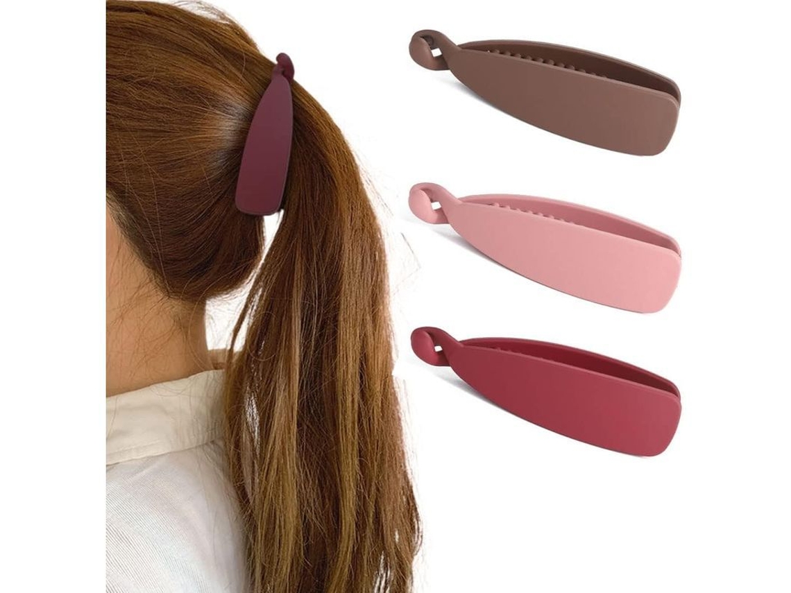 Pinzas Para El Cabello Con Forma De Plátano, 3 Unidades, 10 Cm, Resistentes, Con Diseño De Pez, Acabado Mate, Para Coleta, Para Mujer.