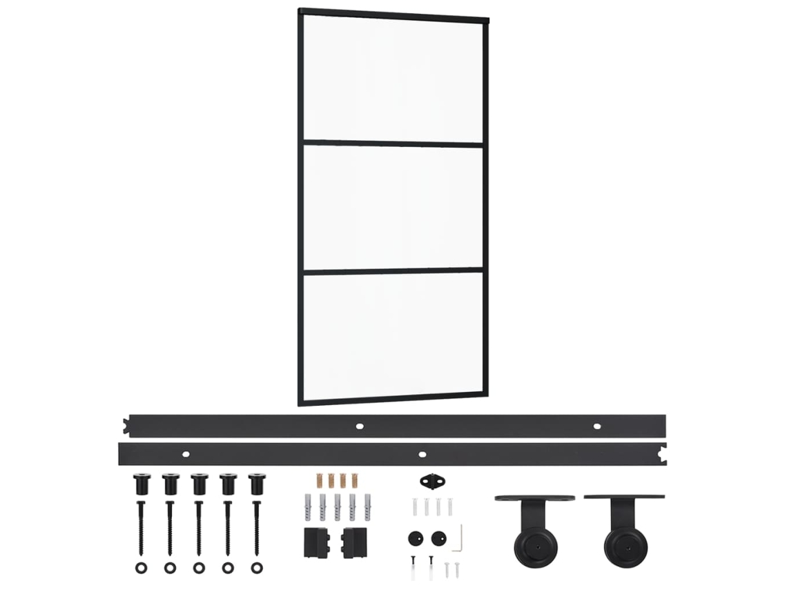 Puerta corredera VIDAXL Negro Aluminio (102x205cm)