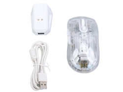 Mouse Transparente Com Base De Carregamento Sem Fio Rgb Modos Triplos Design De Shell Cristal Branco