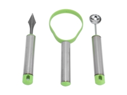 Juego De 3 Utensilios De Acero Inoxidable Para Frutas: Cuchara Y Cuchillos Curvos Para Sandía Y Melón.