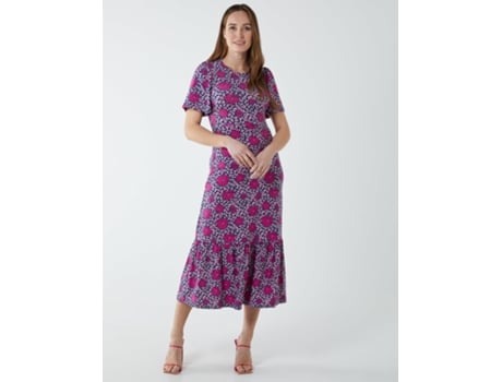 Vestido de Mujer BLUE VANILLA Crew Neck Midi Angel Sleeve Tie Rosa (14)