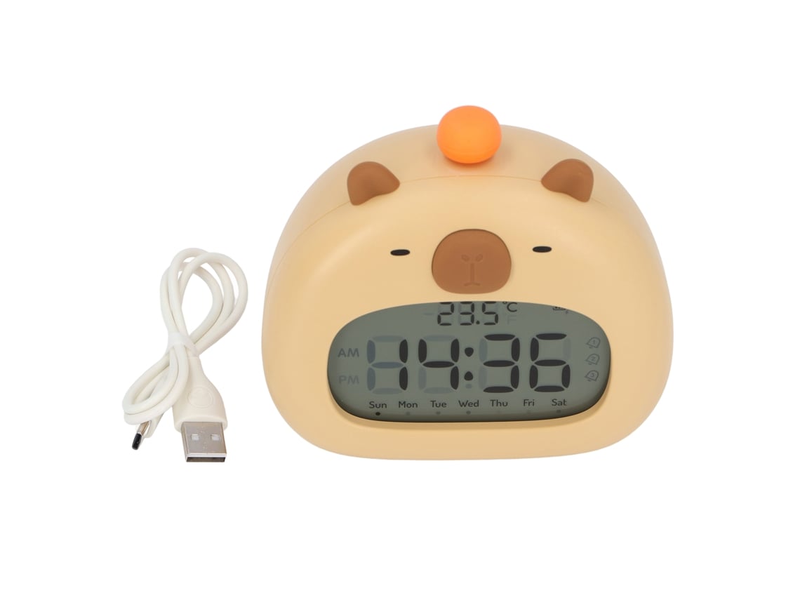 Reloj Despertador Capybara Con Luz Nocturna, Función De Repetición, Cuenta Regresiva, Múltiples Tonos De Llamada, Recargable De 800 Mah Para Niños.
