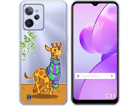 Carcasa para Realme C31 TUMUNDOSMARTPHONE Dibujos Transparente Jirafa Multicolor