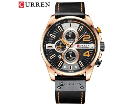 Relojes para hombre Reloj con correa de cuero para hombre Relojes de pulsera con calendario de cuarzo resistente al agua Concha de rosa negra VEANXIN