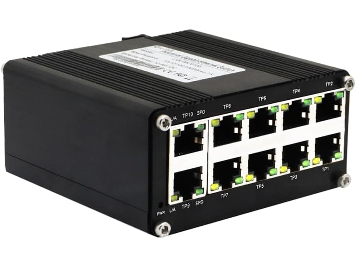 Mini Conmutador Ethernet Gigabit Poe Industrial, 10 Puertos, 10/100/1000 Mbps Rj45, Montaje En Carril Din Ip40