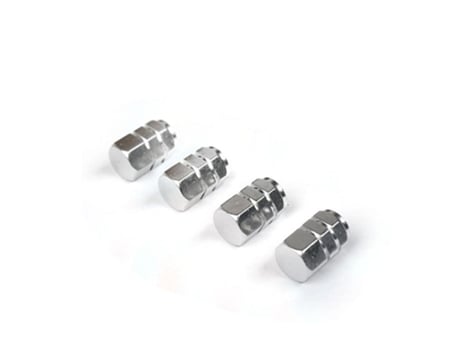 Válvulas de neumáticos de rueda de coche de aluminio, motocicleta, bicicleta, vástagos, tapa antipolvo[Plata]