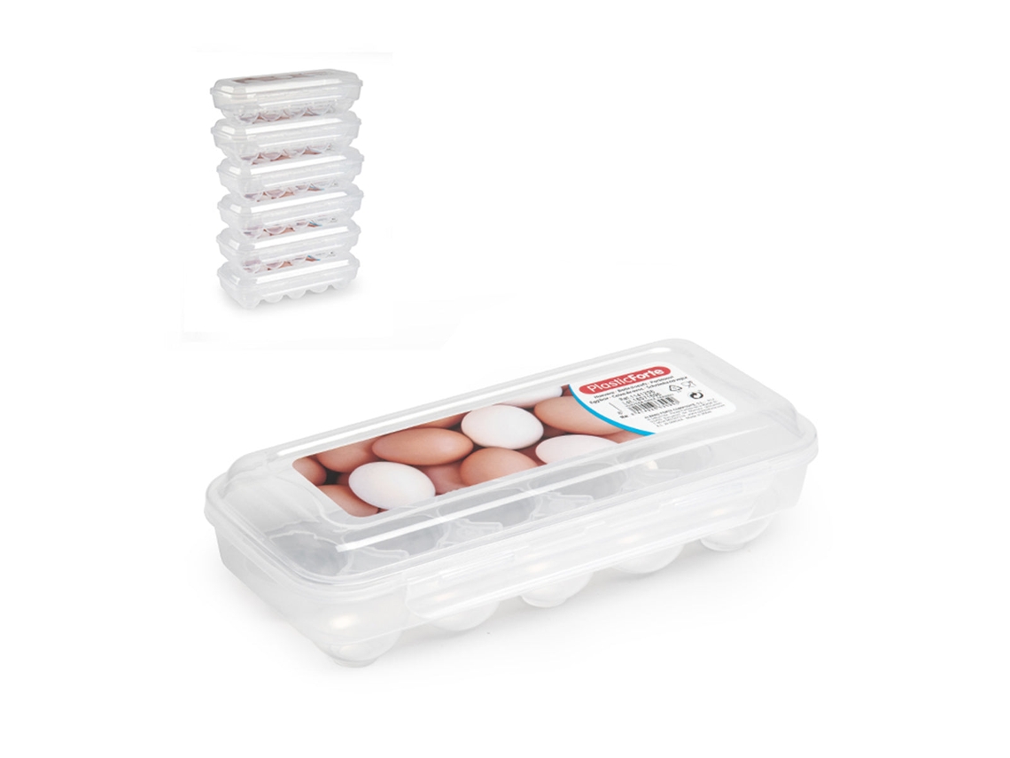 Plastic Forte - Doble Huevera Chick para Despensa y Nevera para 20 Huevos.  Trasparente