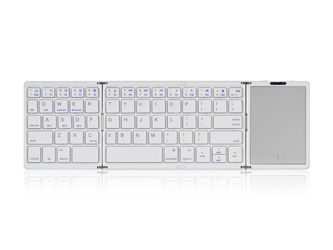 Teclado Bluetooth Plegable Triple Con Touchpad, Diseño Magnético, Batería De Larga Duración, Color Plata Espacial
