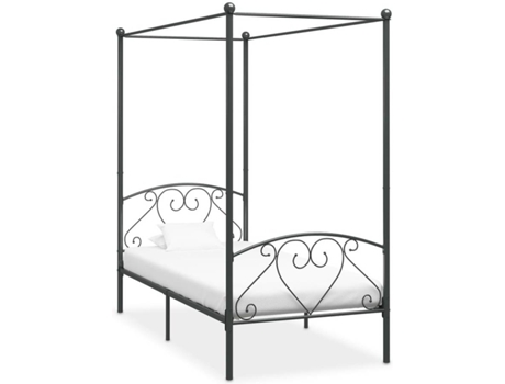vidaXL Estructura de cama con dosel metal gris 120x200 cm