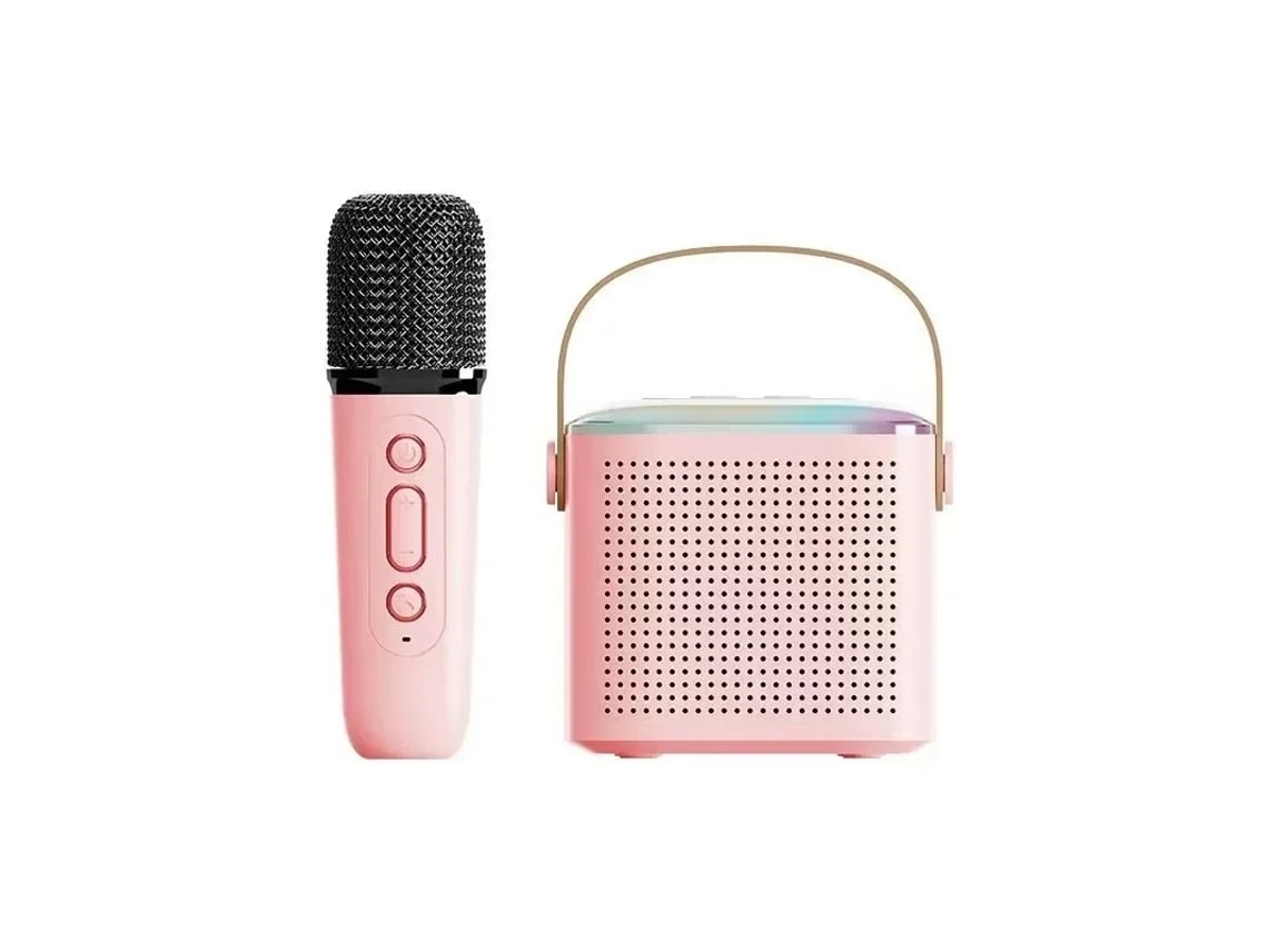 Kid Y1 Micrófono Karaoke Máquina Bluetooth 5.3 Sistema De Altavoces Rosa