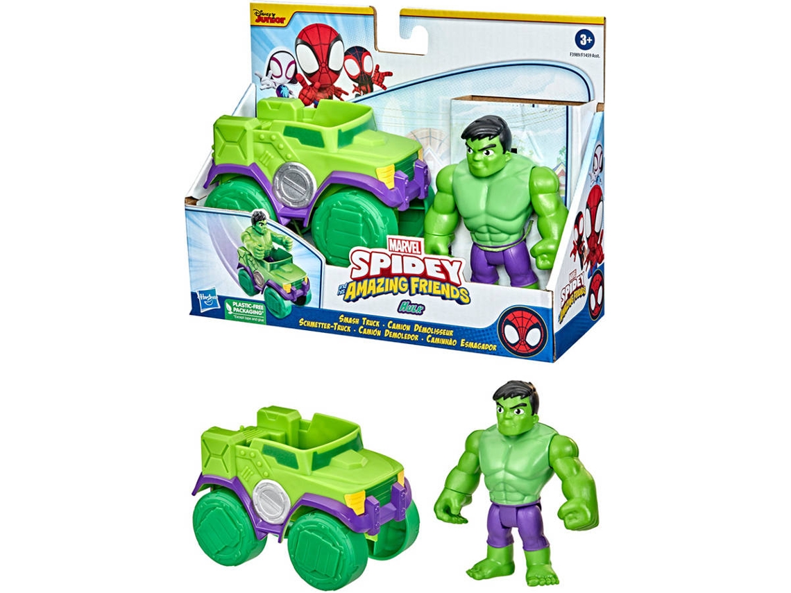 Figura de Acción MARVEL Spidey Vehiculo Con Figura Hulk (16,5 x 8,1 x 21,6 cm)