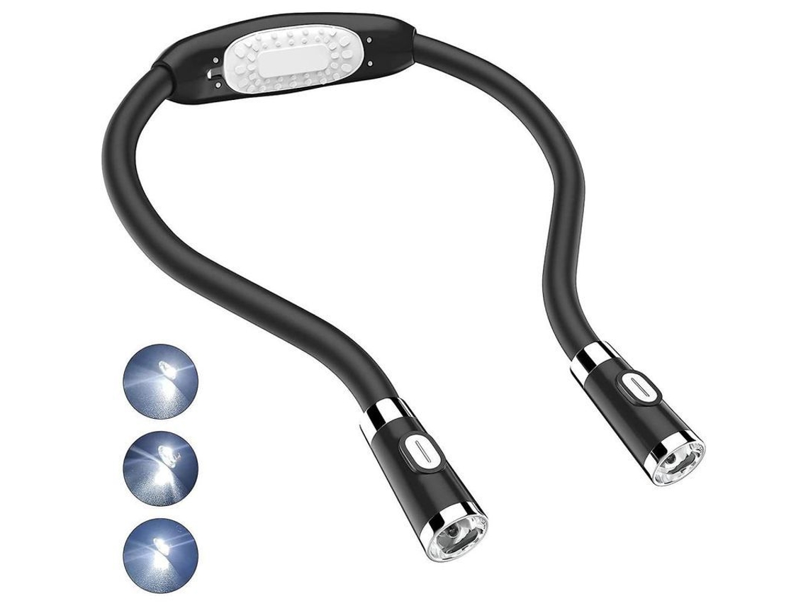 2026-6568-lámpara Led Para Lectura Portátil Flexible De Cuello Sin Manos Con 3 Niveles De Brillo Y Baterías Aaa (no Incluidas)