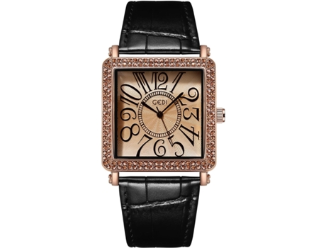 VEANXIN Relojes retro vintage para mujer Relojes cuadrados con diamantes Relojes de pulsera con correa de cuero-Marrón