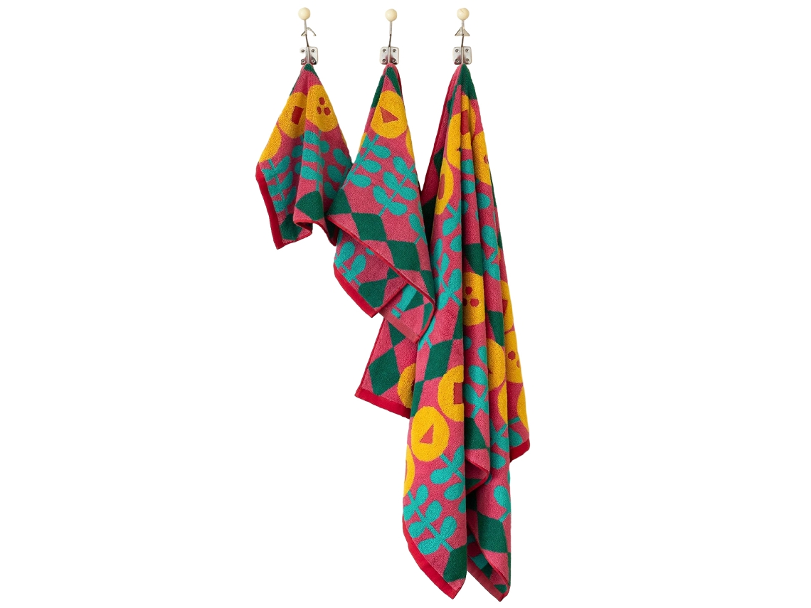 Juego de toallas Kofihety baño estampado floral rombos algodón - 2 piezas (30x30x5 cm)