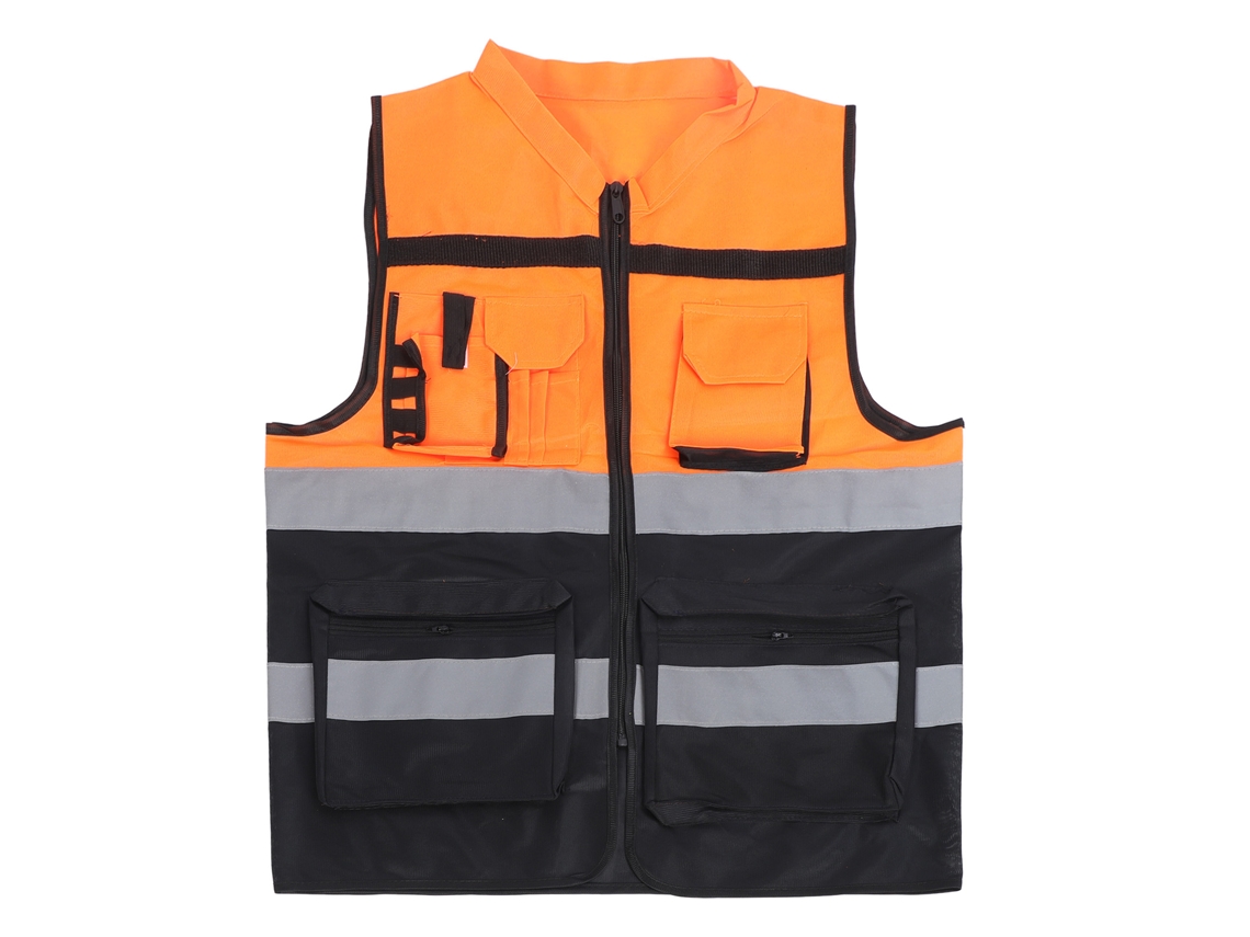 Chaleco de seguridad de alta visibilidad clase 2 con bandas reflectantes de dos tonos para construcción XL