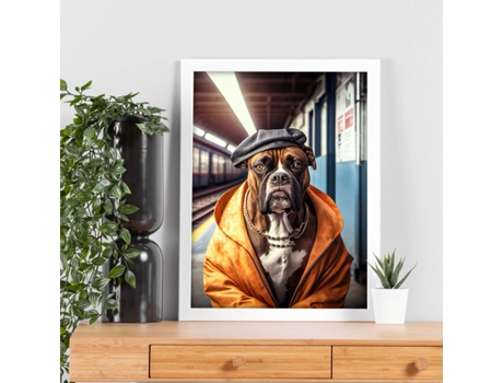 NACNIC Lámina Boxer Tranquilo Humilde En Estilo Fotografía A Todo Color Divertidas Ilustraciones Realistas De Animales Con Ropa Humana