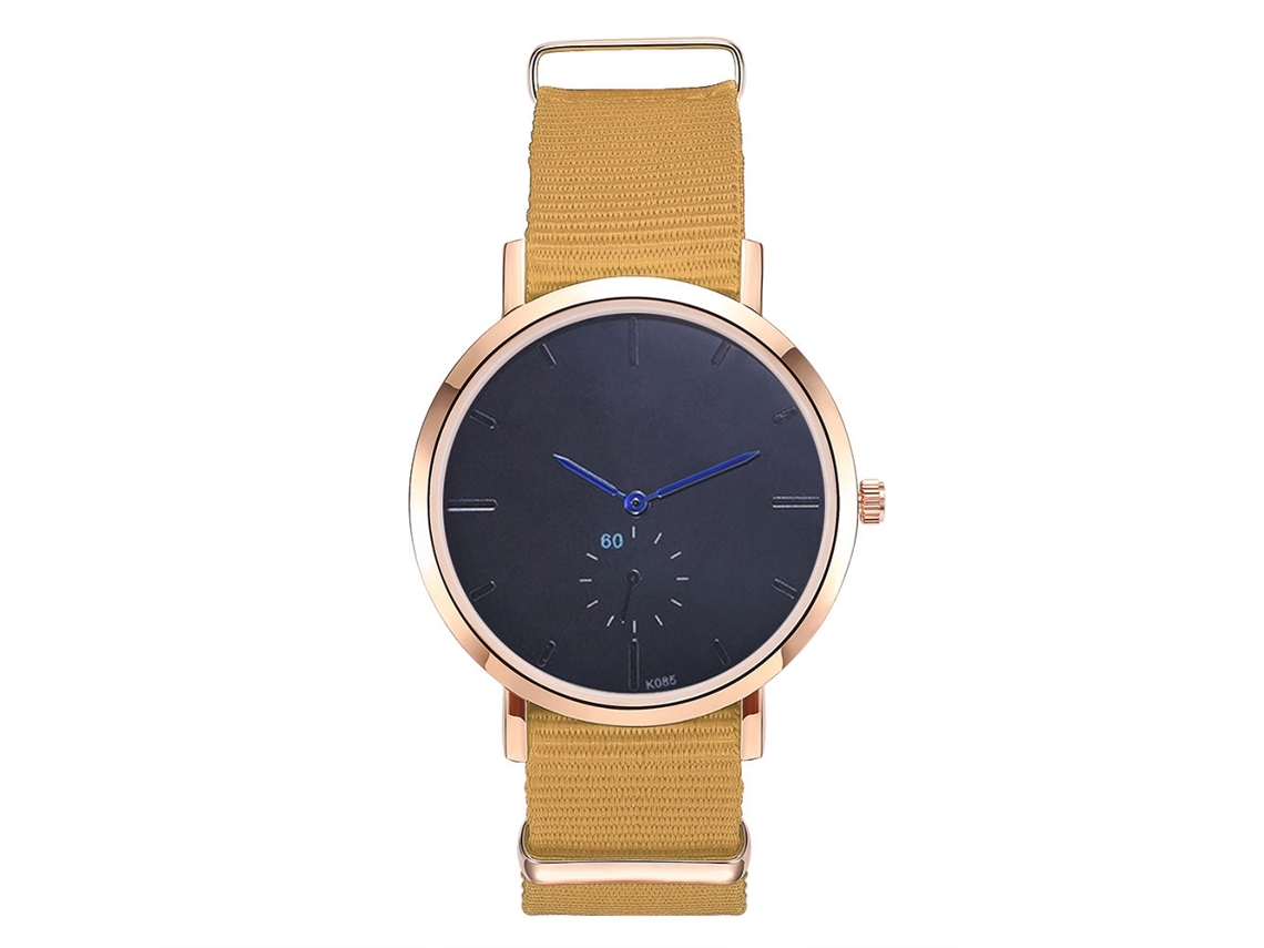 Reloj Analógico De Cuarzo Para Hombre Con Correa De Nailon, Estilo Sencillo, Amarillo.