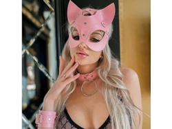 Máscara De Gato De Cuero Sexy De Media Cara Para Fiesta De Halloween, Cosplay Y Carnaval.