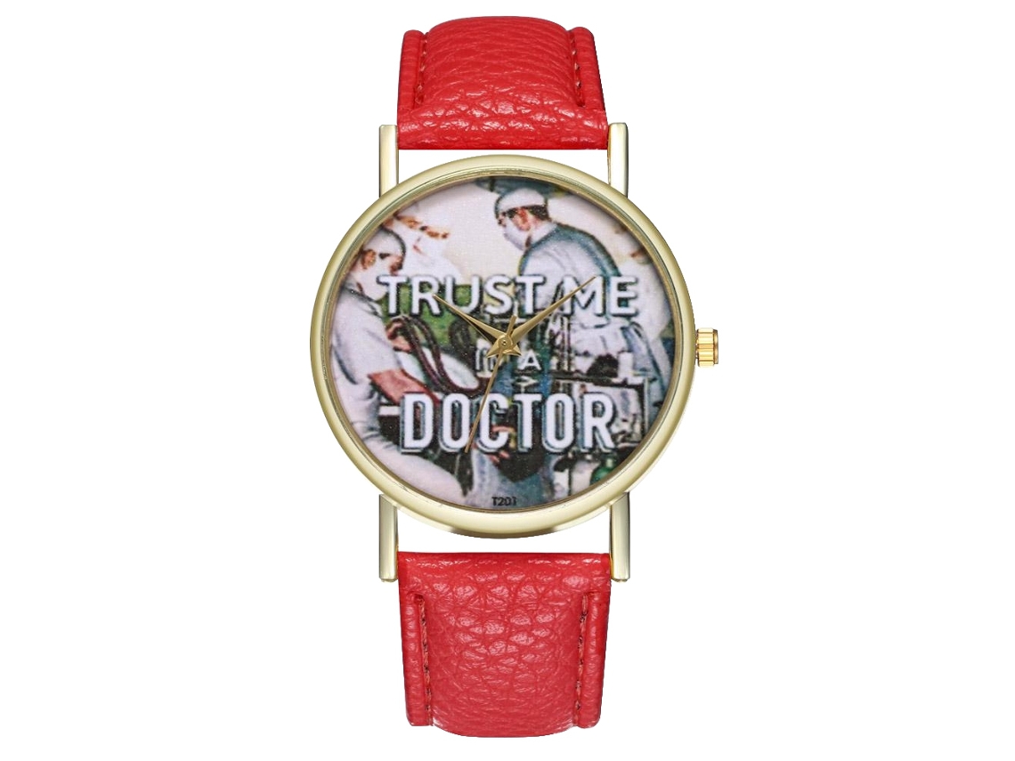 Reloj De Pulsera Unisex Zhoulianfa, Cuarzo Estándar Médico, Correa De Pu Roja.