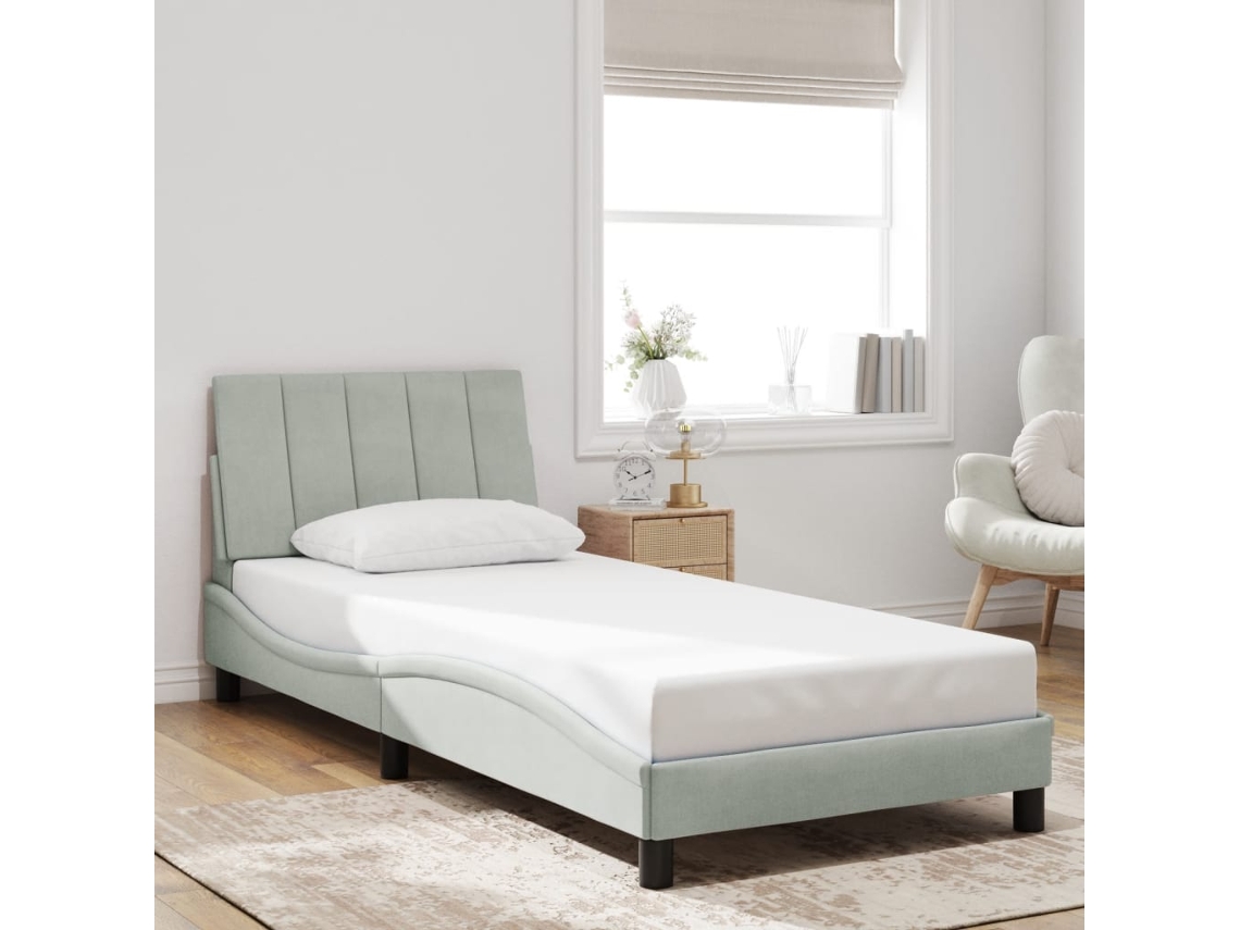 Estructura De Cama Sin Colchón Terciopelo Gris Claro 80x200 Cm