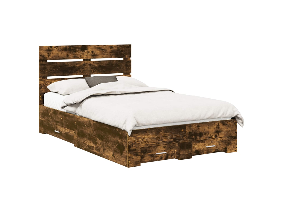 Maison Exclusive - Estructura De Cama Con Cajón Roble Ahumado 120 X 200 Cm