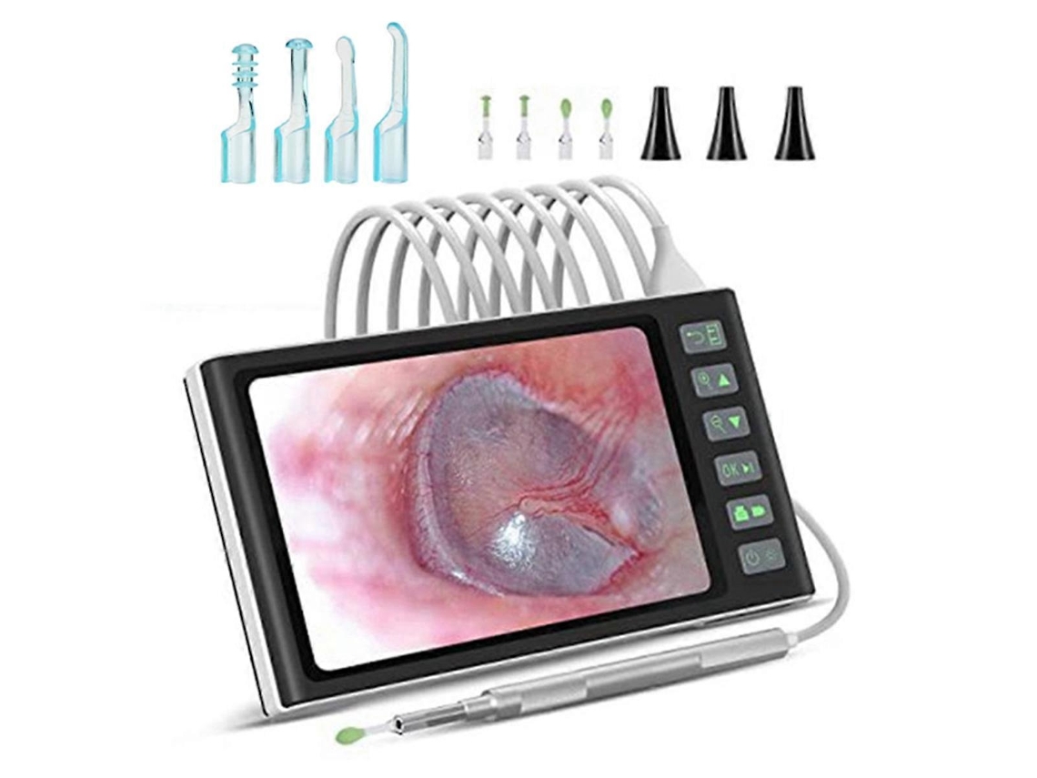Otoscopio digital con pantalla de 7 pulgadas, cuchara visual para el oído y soporte para fotos, Nostalgia88