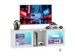 Mueble Para Tv Con Iluminación Led Para Televisores De Hasta 70 Pulgadas (160 Cm) Con Estantes De Cristal Ajustables, Color Blanco.