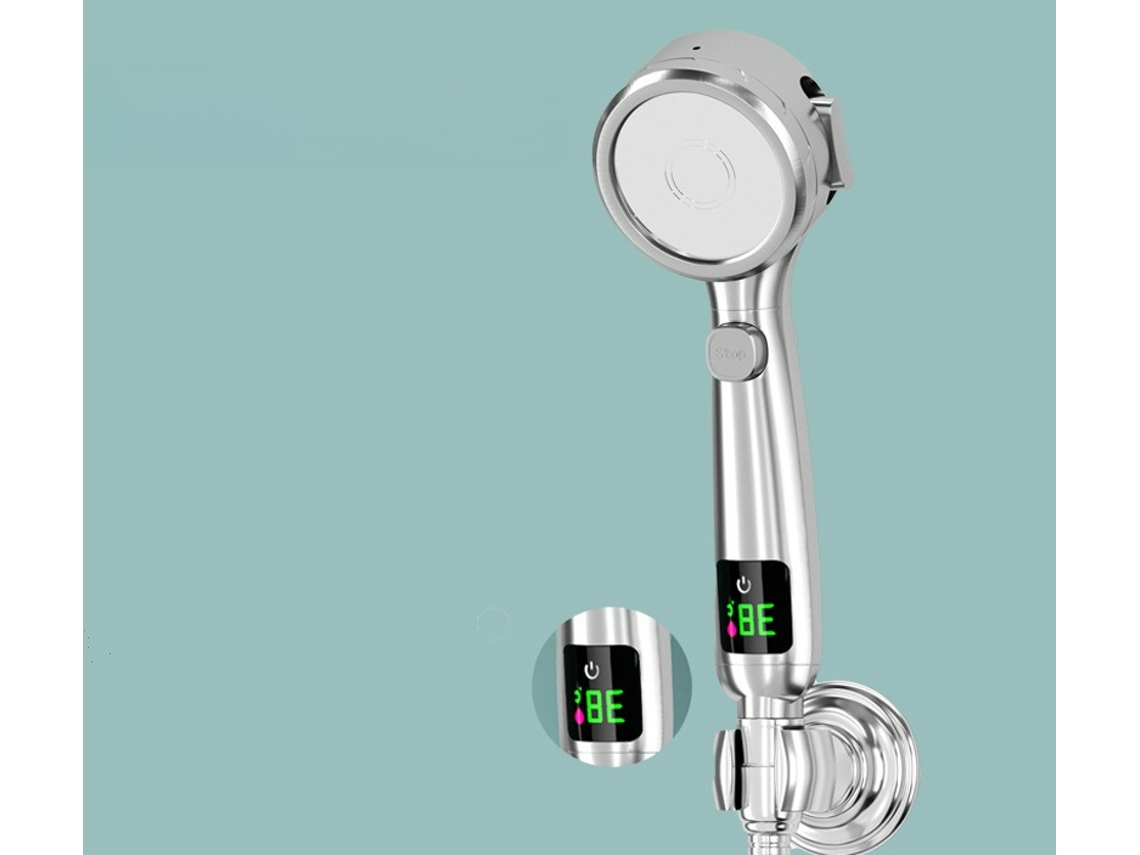 Ducha inteligente MDUG con pantalla LED digital, ahorro de energía, para baños con alta presión (plateada)