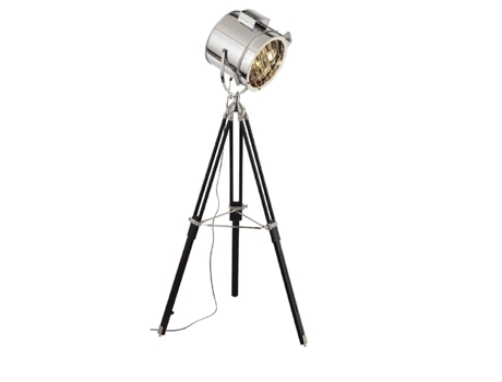 Lámpara De Pie Movie En Metal Madera Aluminio Plata Negro 45X45X175 Cm EPIKASA