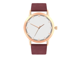 Reloj De Pulsera Analógico Unisex De Pu Con Esfera Redonda Morada