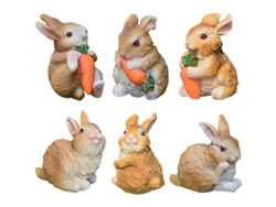 2026-6 Figuras De Conejos De Resina Mini Para Jardín Decoración De Pascua Marrón