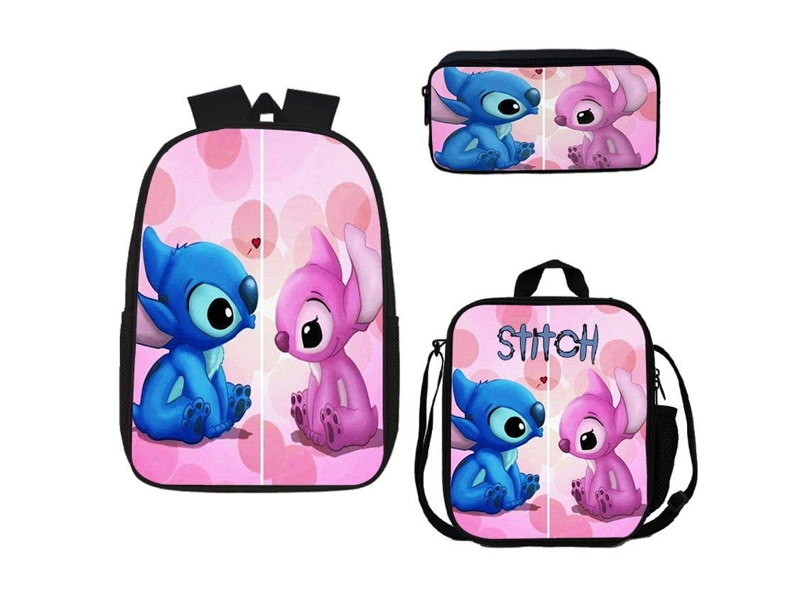 Mochila Stitch Nova, lonchera de dibujos animados, estuche para lápices 3D, nailon estampado, ideal para niños, educativo, duradero STELASPLEN