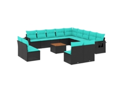 Maison Exclusive - Conjunto De Sofá De Jardín De 14 Piezas Con Cojines, De Poliratán Negro