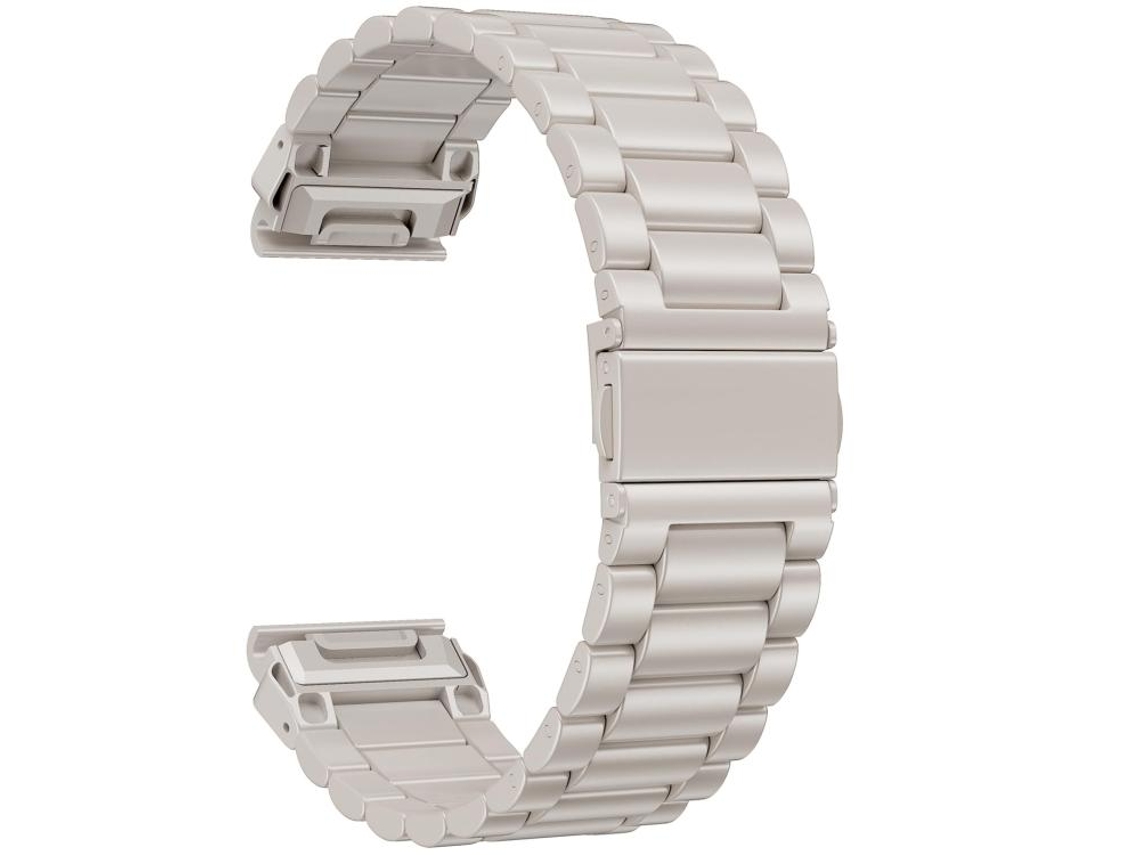 Bracelete Para Garmin (22mm) - Aço Inoxidável - Fecho Dobrável Integrado - Três Esferas Sistema Tactix Cor Starlight