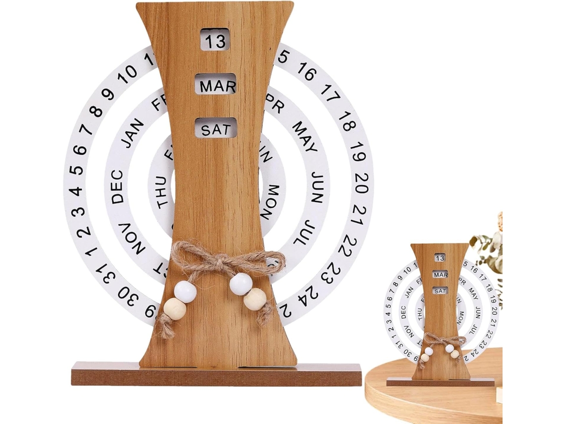 Calendario De Escritorio De Madera, Perpetuo De Madera |