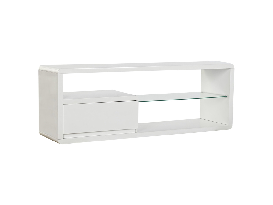Mueble Tv Mdf Cristal Blanco 140x40x50cm