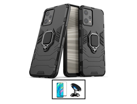 Kit De Película De Vidrio Templado De Cubierta Completa 5D 3X1 Soporte De Coche Magnético De Defensor Militar Para Xiaomi Realme Narzo 50 Pro - Neg...