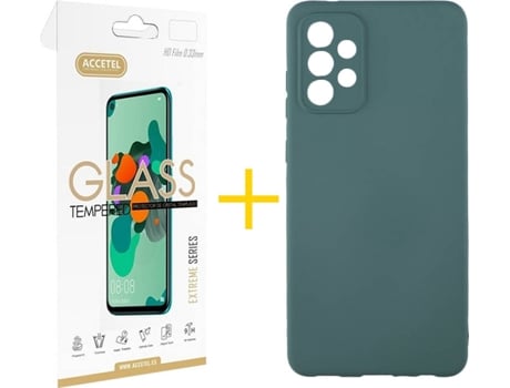 Kit Funda + Protector de Pantalla Samsung Galaxy A72 5G ACCETEL Silicona Líquida (Verde)