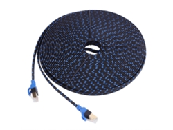 Cable Ethernet Plano Cat7, Cable De Conexión Rj45, 10 Gb De Velocidad Ultra Alta, 20 M, Azul + Negro